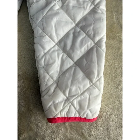 Lands End Womens White Quilted PrimaLoft Hooded Puffer Jacket Pink Lining Size M - Picture 12 of 17